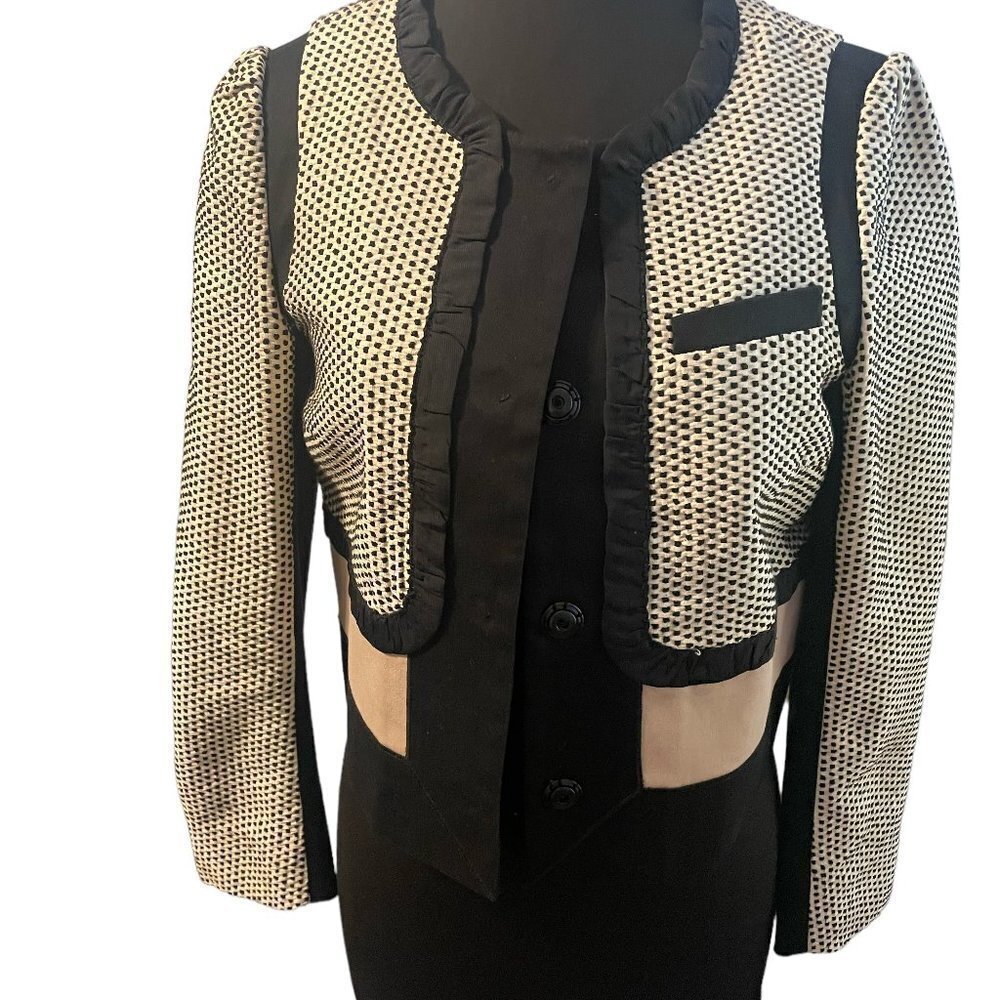 Mantu Cream e & Black‎  Blazer Jacket Designer Made In Italy, Small